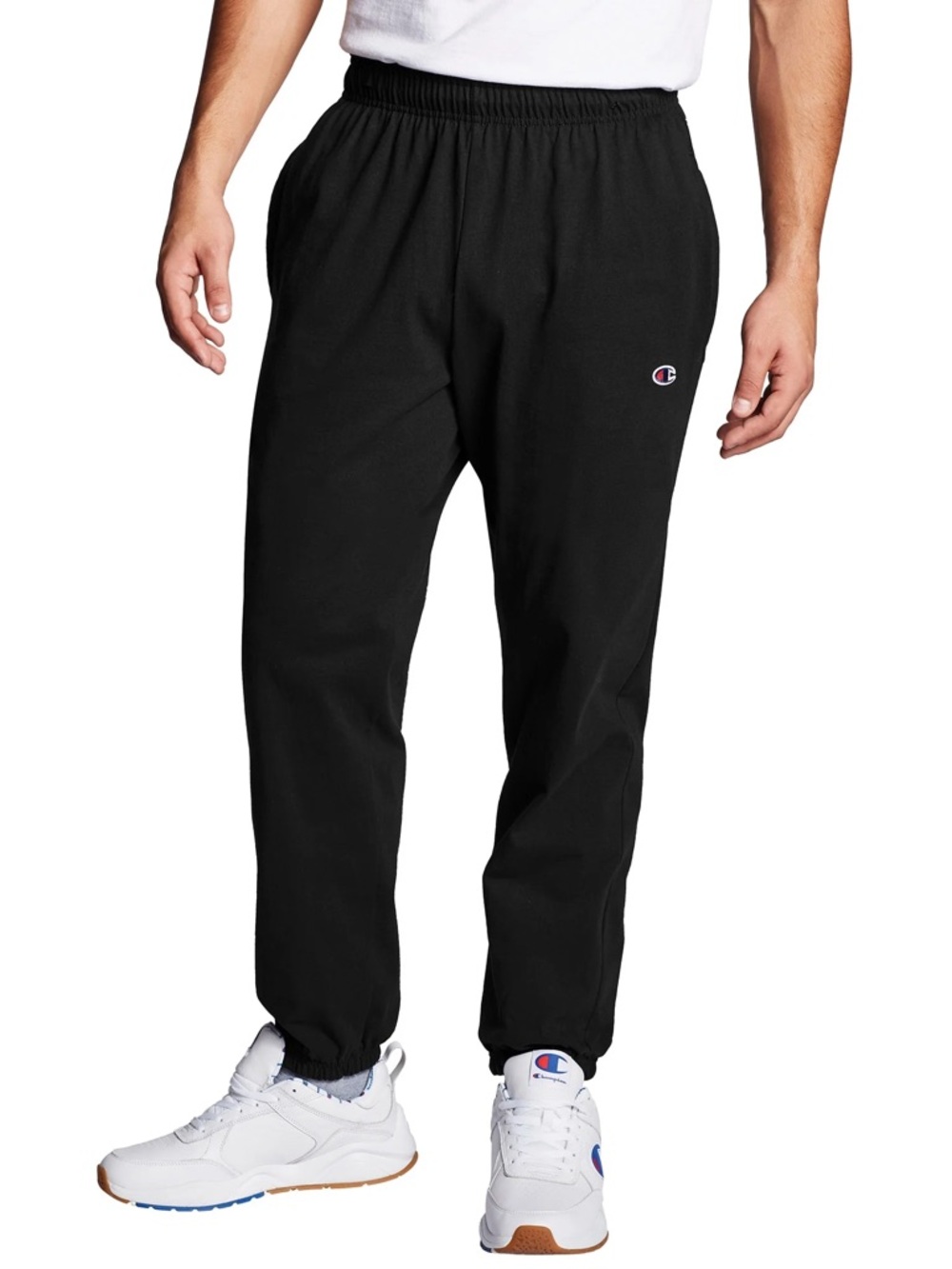 Champion Black Men's Fleece Joggers with Elastic Waist